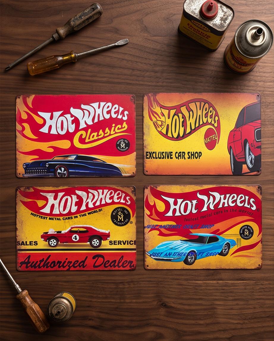 Set letreros Metalicos Hot Whees